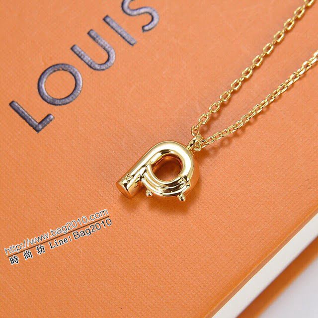 Louis Vuitton新款飾品 路易威登字母P項鏈 LV簡約字母金色可調節鎖骨鏈  zglv2218